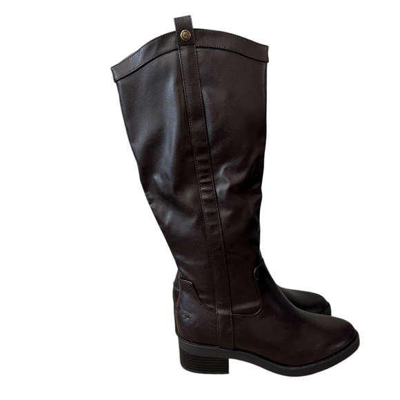 NEW LIFE STRIDE Womens Dark Brown Almond Toe Block Heel Riding Tall Boots 8 W - Picture 1 of 7